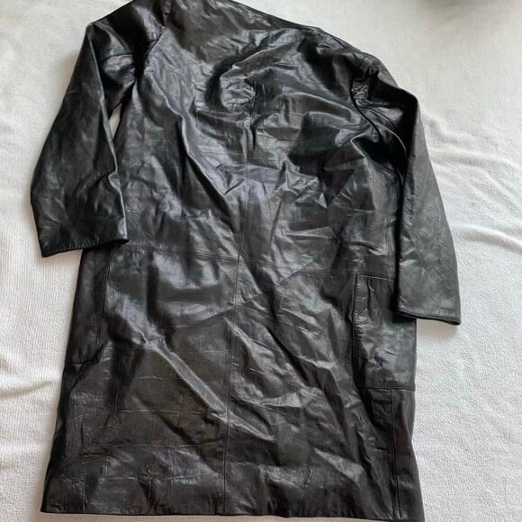 Dawn Levy Black Cropped Sleeve Leather Midi Jacket | Sz S - Picture 4 of 4